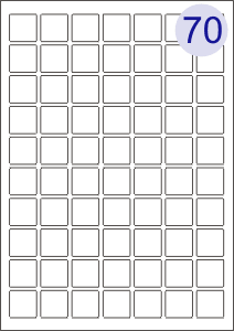 70 Up on A4 Sheet 25x25